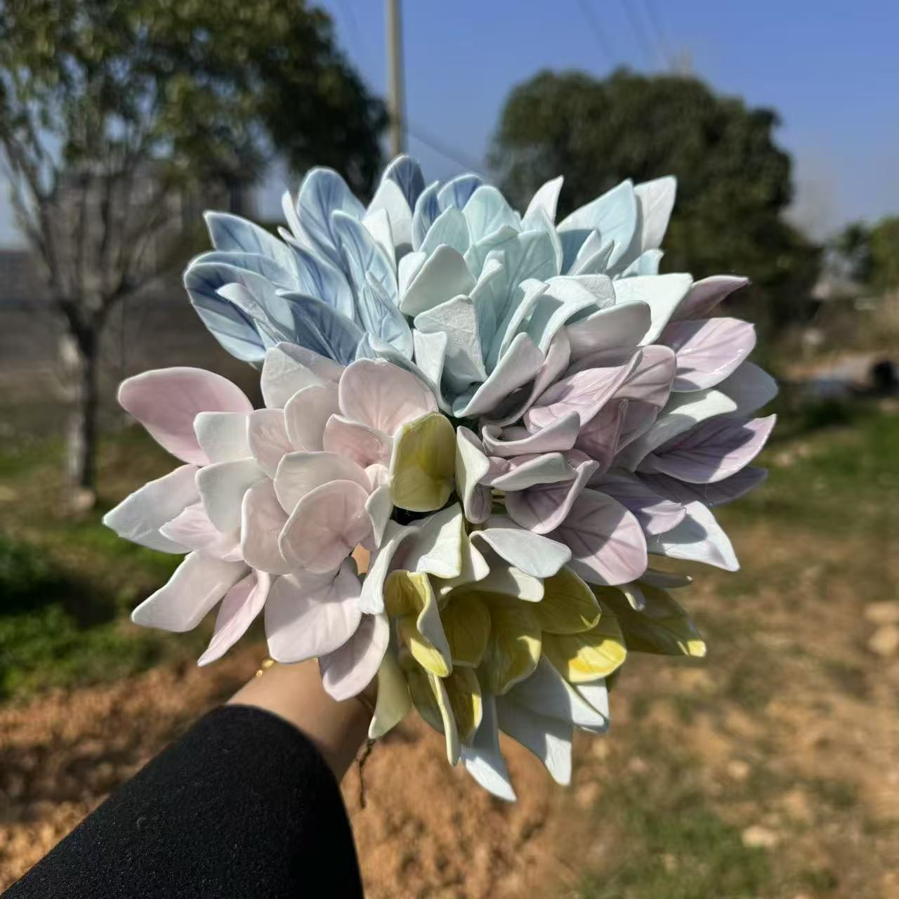 Jingdezhen Ceramic Flower Handmade High Temperature Porcelain Office Desktop Decoration Mix and Match Multicolor Florist Yongsheng Flower Wholesale