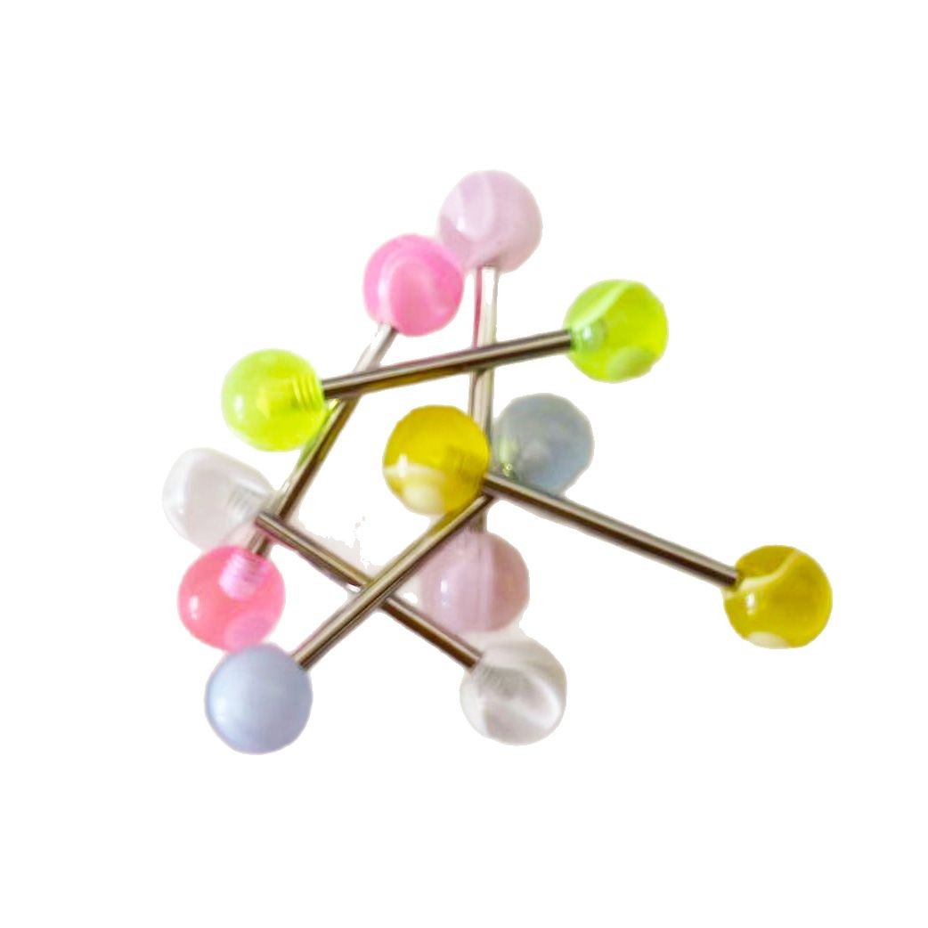 Cross-border hot-selling moire tongue nail replacement ball linen ball tongue ornaments personalized fashion human body piercing jewelry in stock wholesale