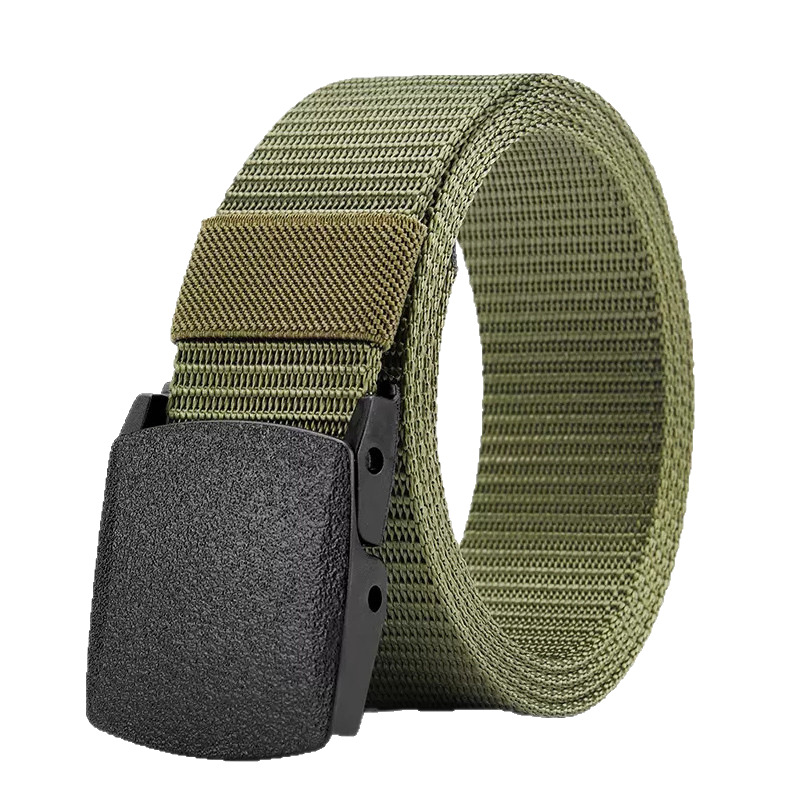 Cross-Border Popular Canvas Nylon Tactical Belt Metal-Free Hypoallergenic Woven Belt Breathable Outdoor Student Belt