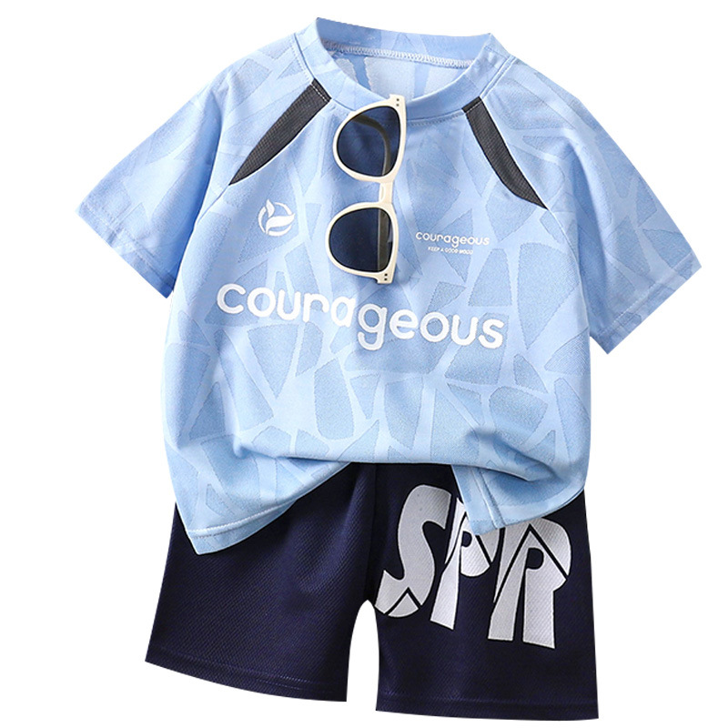 Boys' Sports suit Summer Quick-drying Short-sleeved Shorts Fashion Breathable Children's New Basketball Suit Two-piece Children's Clothing