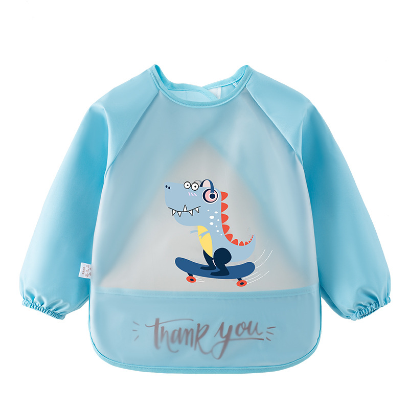 New baby eating coverall bib girls' waterproof anti-dirty baby bib boys' and kids' apron long sleeve reverse dressing