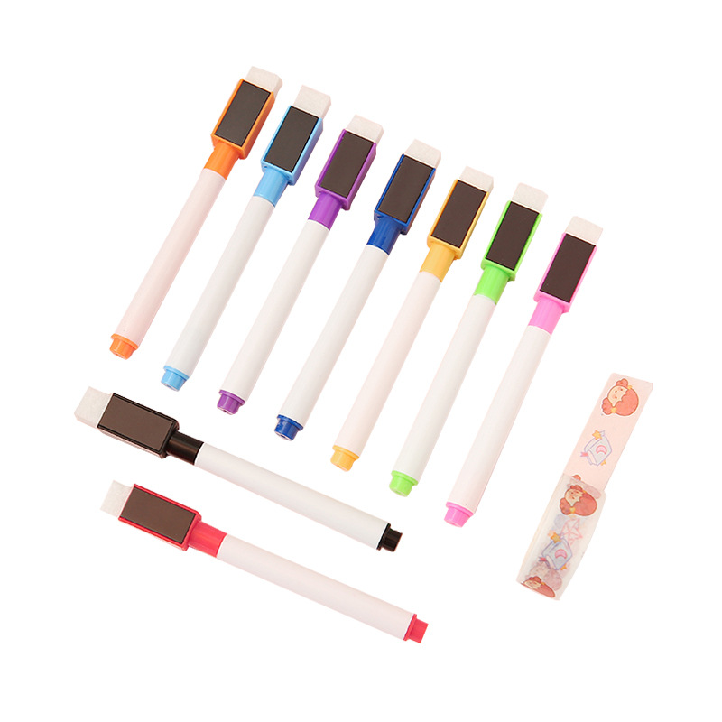Supply color plastic shell with magnetic black ink pen head with vent can be erased and easy to erase whiteboard pen