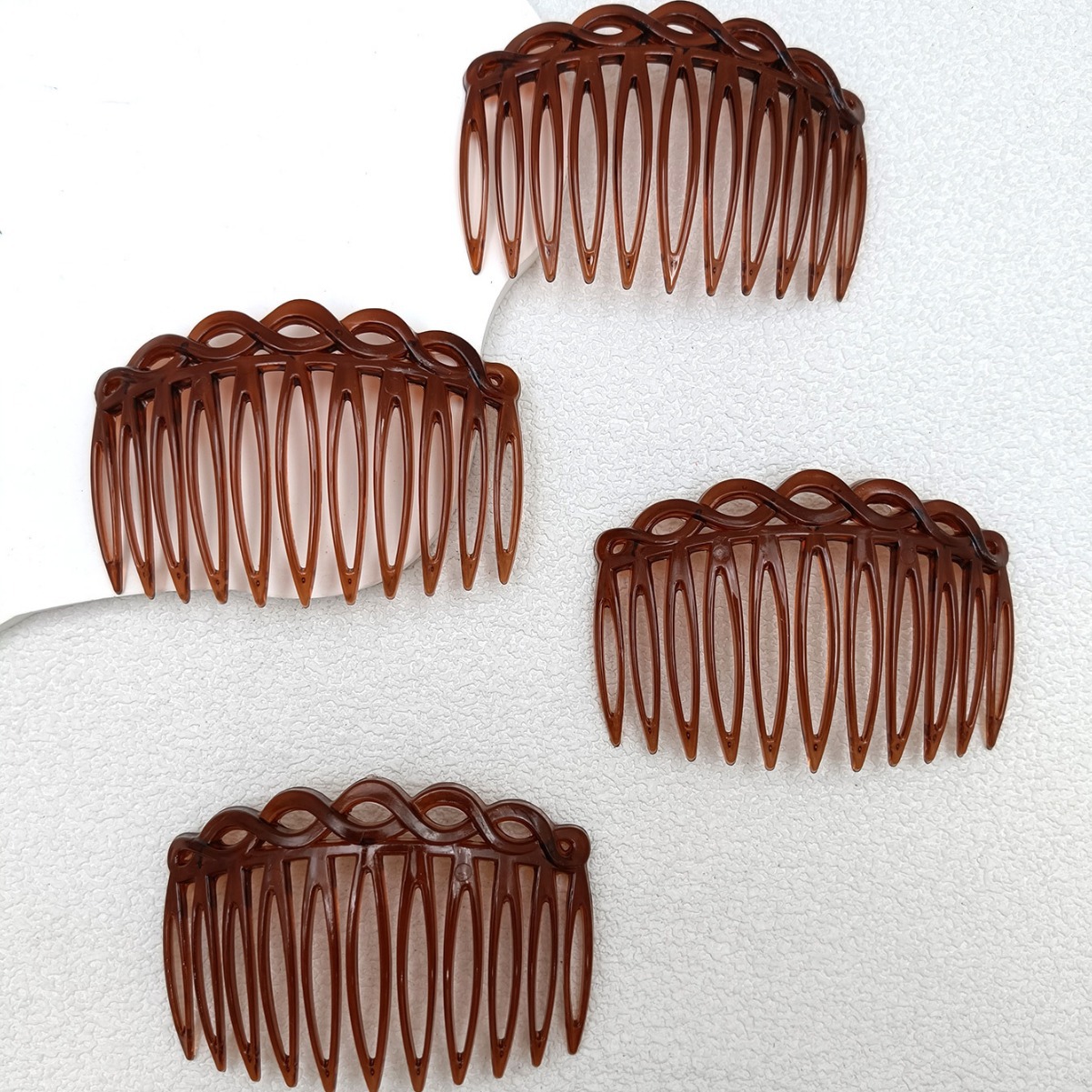 European and American Cross-Border New Classical Retro 8.2cm Braided 11-Tooth Plastic Hair Comb Figure-Eight-Shaped Insert Comb Plastic Hair Comb