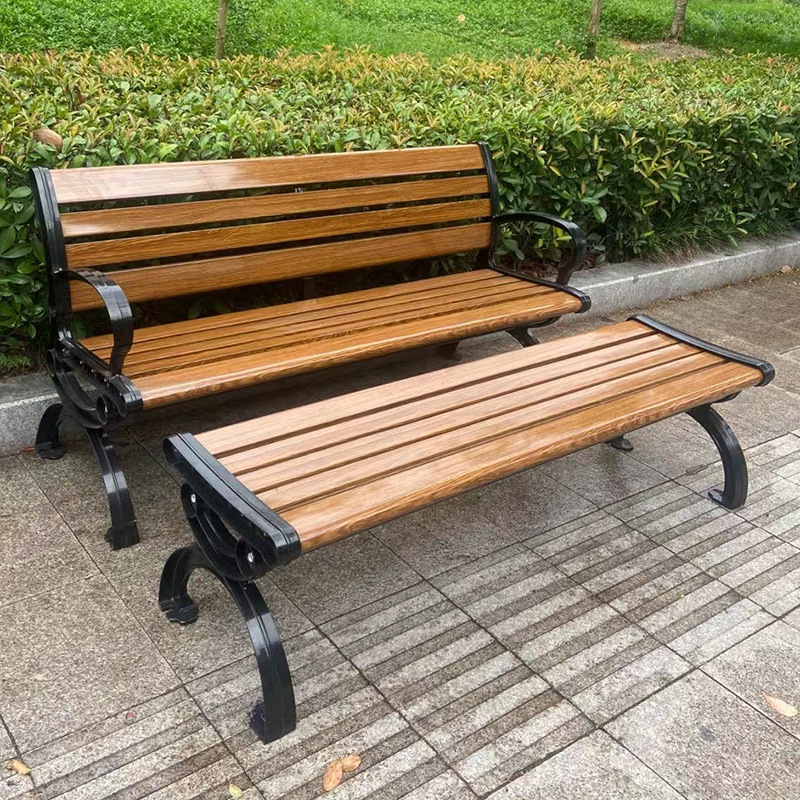 Outdoor Solid Wood Park Chair Plastic Wood Public Seat Courtyard Square Leisure Chair Garden Anticorrosive Wood Park Chair Bench