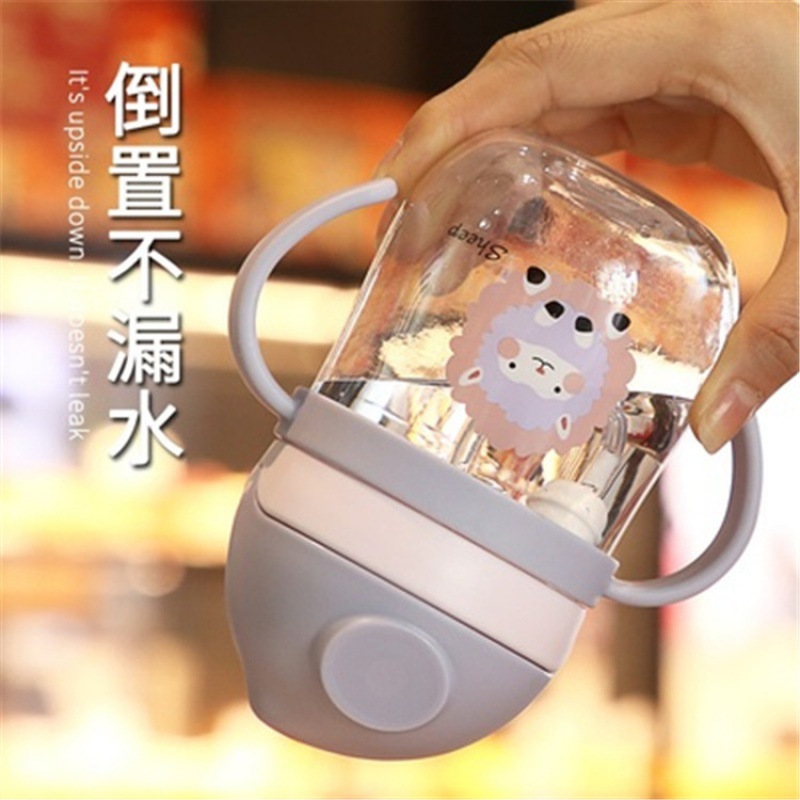 Children's water Cup summer baby milk drinking straw cup with handle baby drinking cup 2 years old kindergarten drinking cup