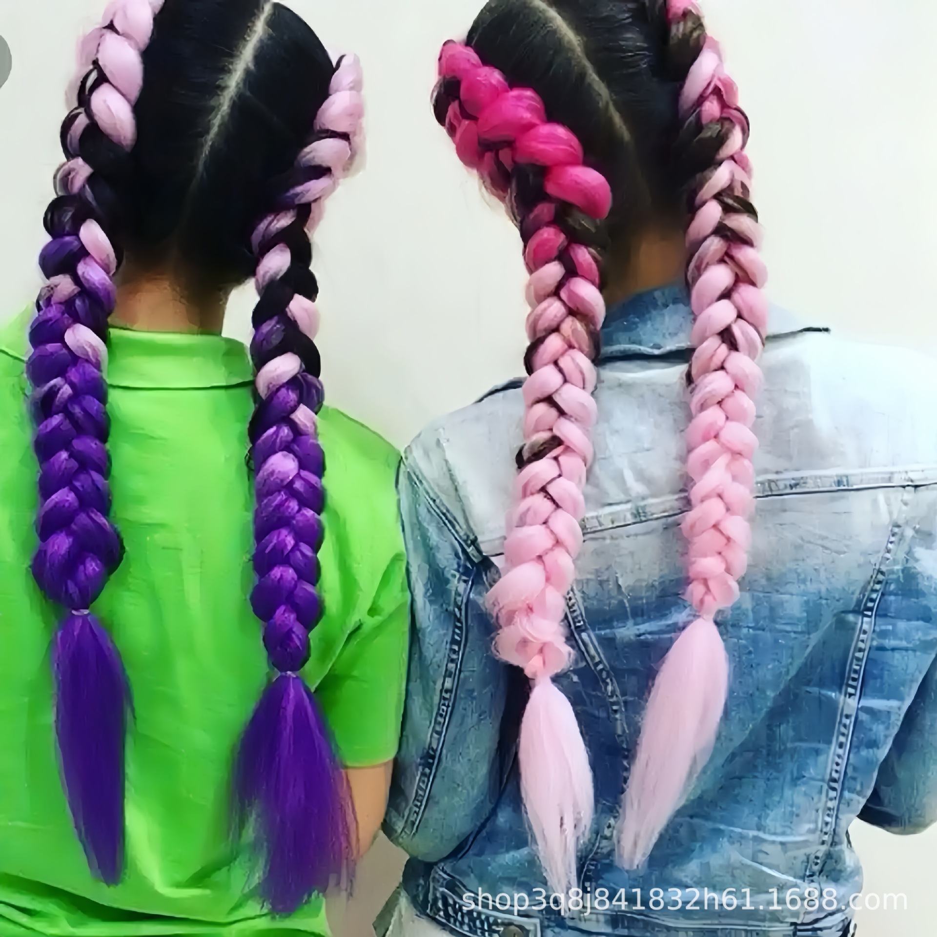 Two-Colorful African Big Braids, Wig Braids, Ponytail Chemical Fiber High-Temperature Silk Colorfulful Big Braids, Not Dyed