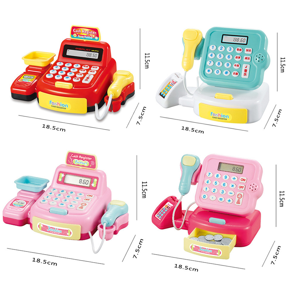 Children's cash register play house cute toy light sound simulation scanner supermarket calculator stall wholesale