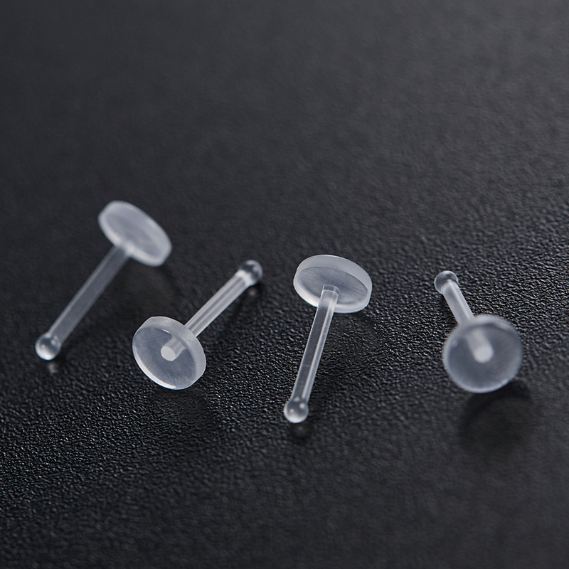 Not Allergic Transparent Eyebrow Nail Plastic Soft Bar Perforated Nose Nail Straight Bar L-shaped Lip Nail Invisible Anti-blocking Puncture Jewelry