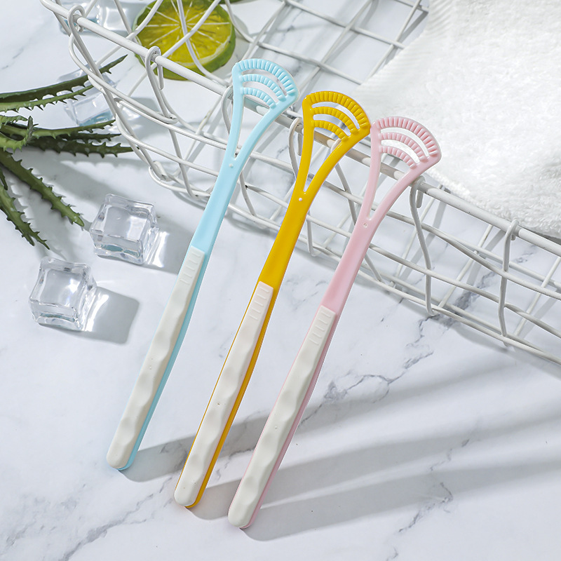 Bqb Silicone Tongue Scraper, Multi-Functional Tongue Coating Scraper with Dual-Effect Cleaning Brush, Cross-Border E-Commerce Toothbrush Manufacturer Wholesale