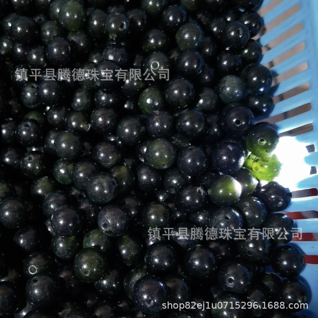 Factory Direct supply Medicine King Stone loose beads dark green jade health natural jade Xizang jade beads diy wholesale dark jade loose beads