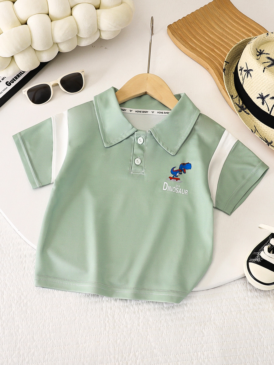 New Children's Summer Cartoon Polo Shirt T-shirt for Boys and Girls Thin Printed Short-sleeved Baby's Korean-style Lapel Top