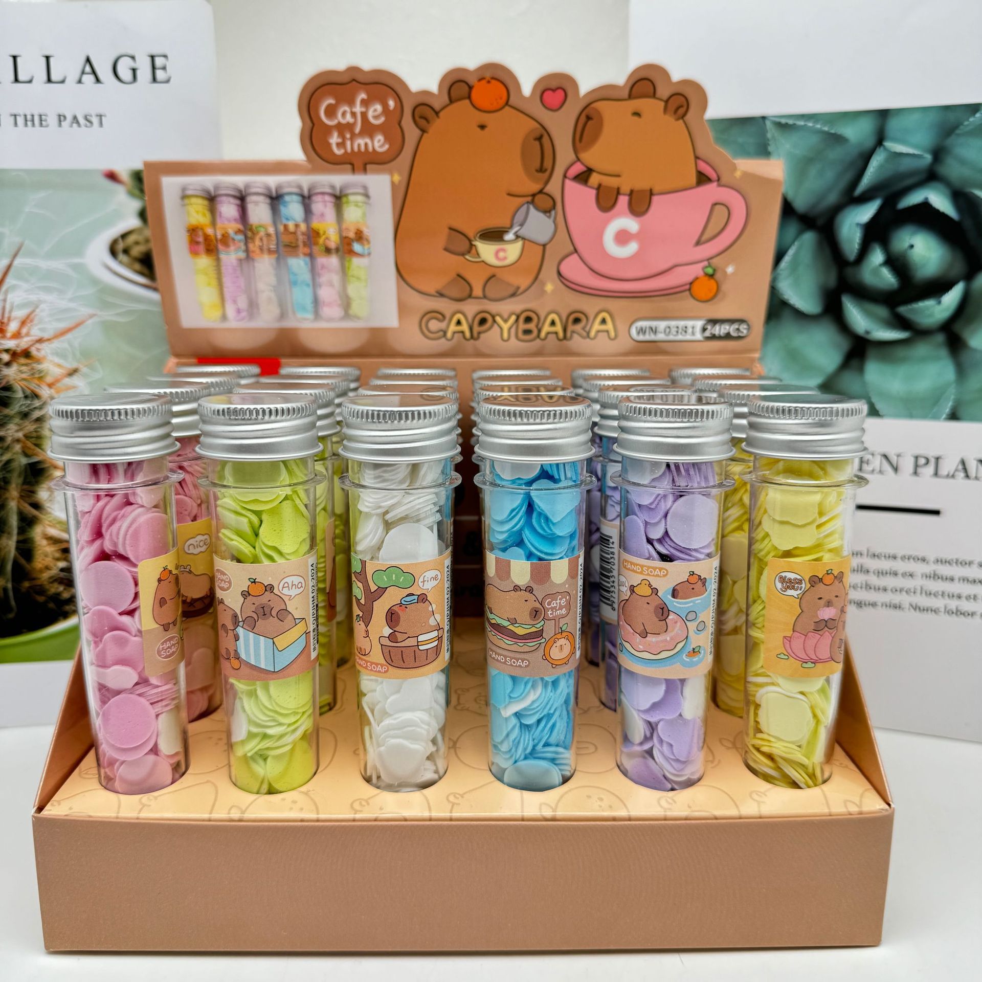 Sanrio Test Tube Soap Flakes Student Portable Outdoor Disposable Hand Washing Flakes Capibala Creative Petal Fragrance
