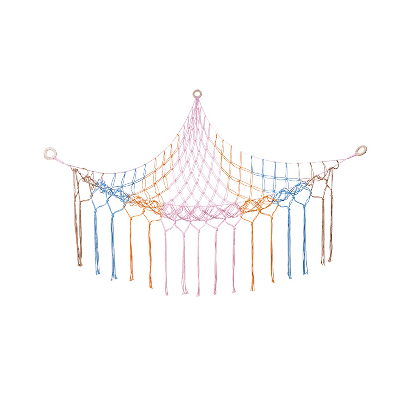 Hand-woven children's room corner toy storage hammock bedroom decoration triangle plush toy storage net
