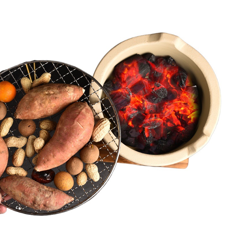 Charcoal Tea Stove, Stoneware Stove for Tea Making, High Temperature Resistant Ceramic Open Fire Stove, Tea Warming Barbecue, Retro Dry Stove