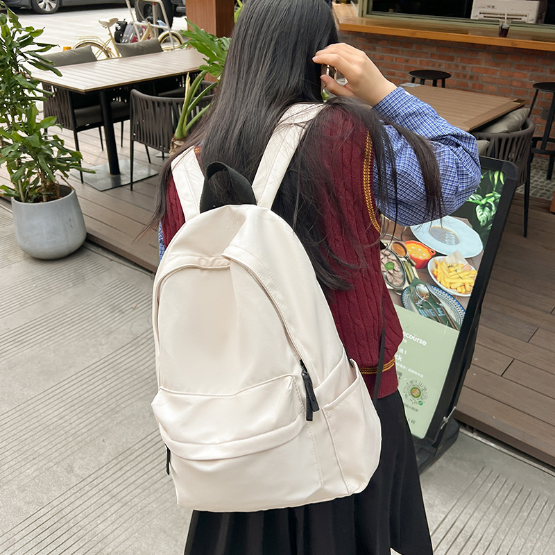 Japanese Style Unprinted Backpack for Male and Female College Students Korean Style Large Capacity Solid Color Backpack Junior High School Senior high school Student Schoolbag
