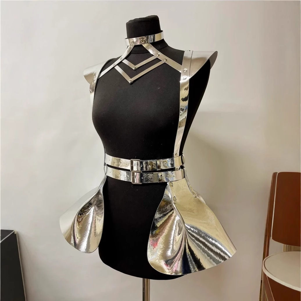 European and American Cross-border Laser Colorful Leather Bound Belt Stage Performance Waist Chain Trendy Belt