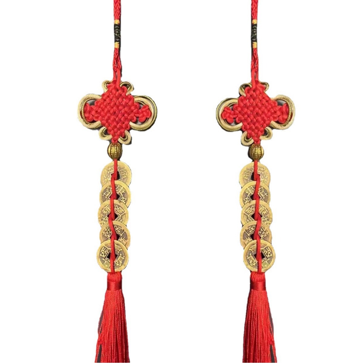 Pure copper five Emperor money pendant wholesale Phnom Penh small Chinese knot car interior decoration pendant antique coin small gift