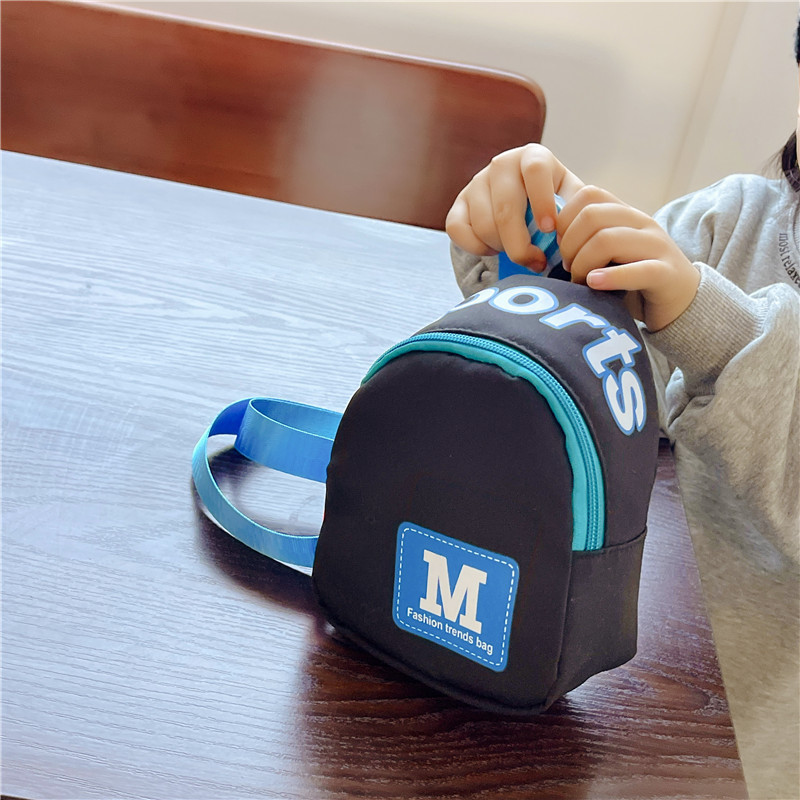 Children's Candy Color Small Waist Bag Trendy Cool Shoulder Letter Bag Canvas Bag All-match Crossbody Bag Coin Purse