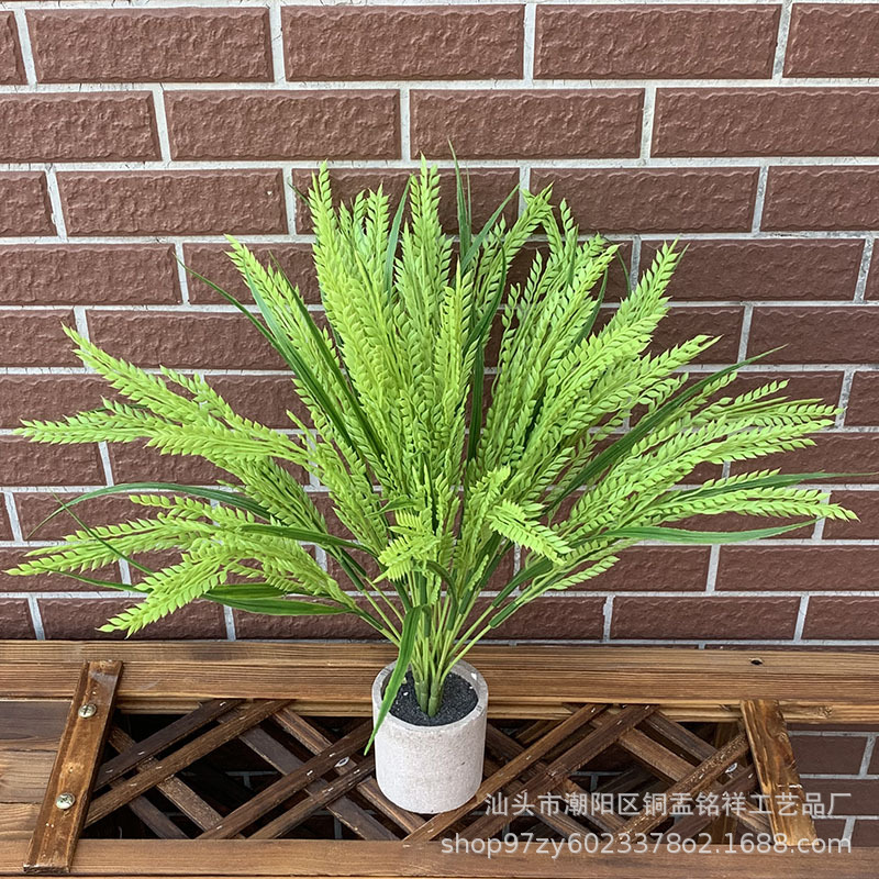 Simulated Golden Rice Photography Props Store Furnishings 5-Pronged Rice Plastic Yellow Wheat Ear Bunch Decorative Rice Ears