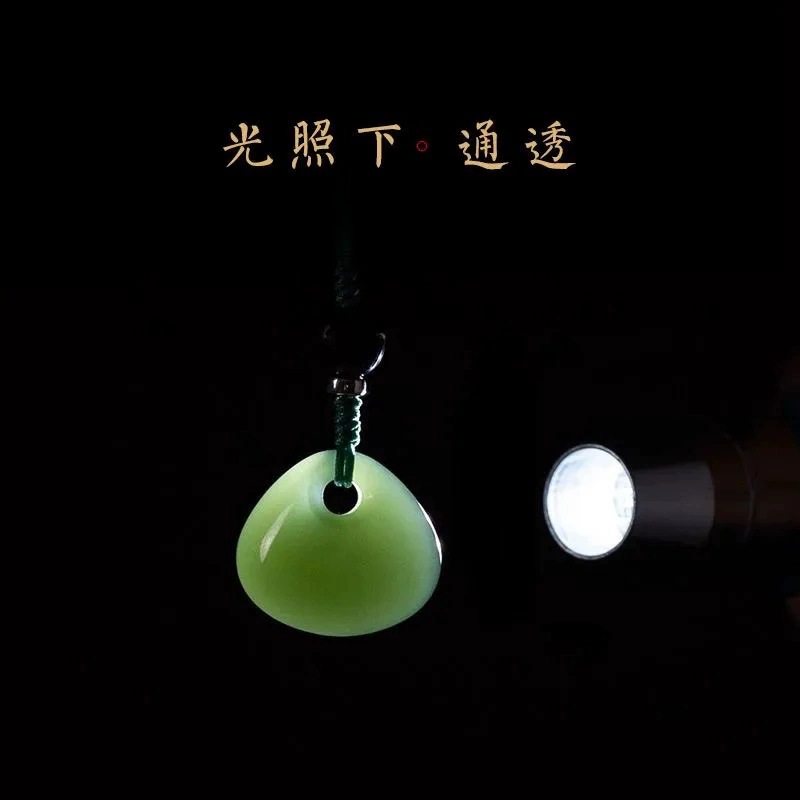 Natural Hetian Jade Safety Lock Mobile Phone Chain Lanyard New Animal Year Good Luck Pendant Gift Pendant USB Flash Drive Pendant