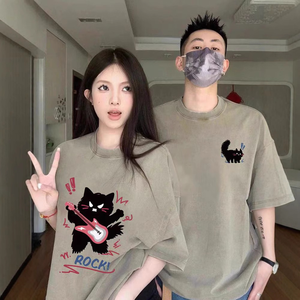 Мужская и женская футболка с коротким рукавом для пар, 2025, лето, новый оверсайз, нишевый бренд, классная одежда