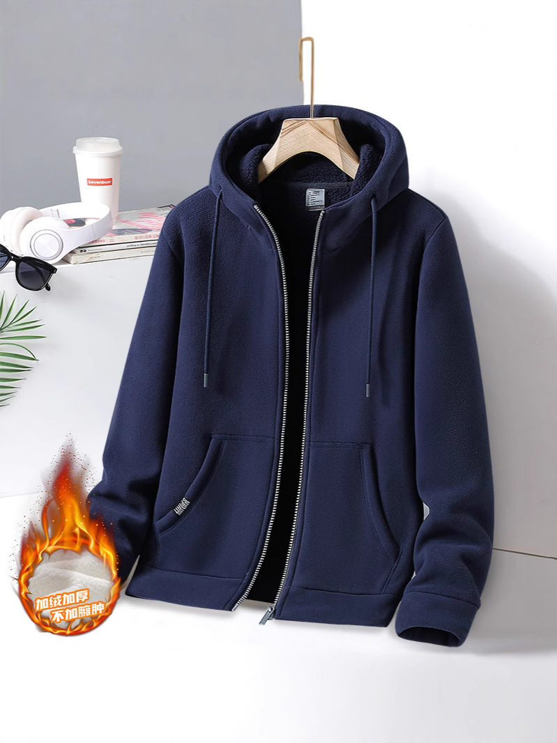 Autumn and winter warm fleece-lined fleece coat lovers zipper running training sports foreign trade cross-border special coat