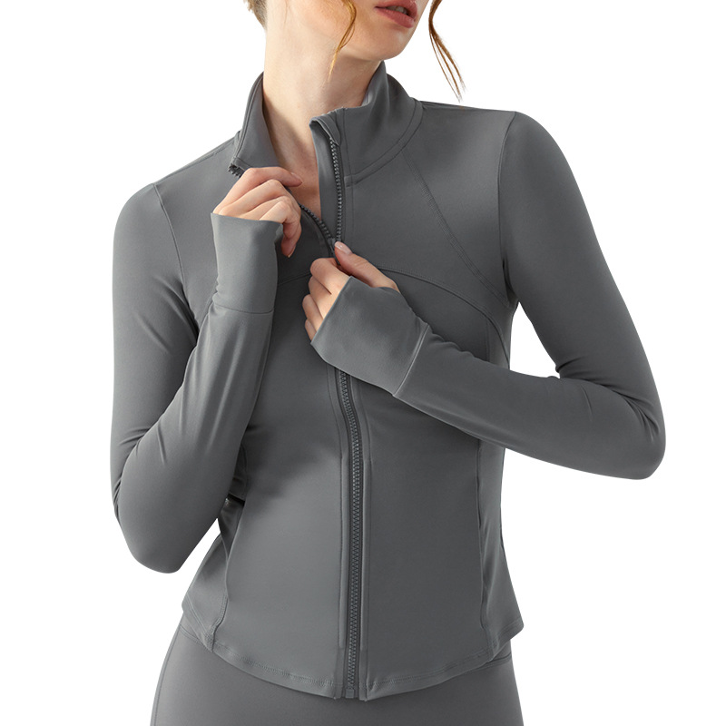 Sports Jacket Women's Autumn and Winter Naked Sense Slim-fit Slimming Zipper Yoga Suit Long-sleeved Outdoor Running Jumping Fitness Top