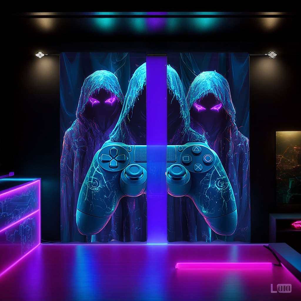 Jit Game Controller Design, Cross-Border Exclusive Factory Direct Sales, Digital Printing Processing Curtains and Screens for E-Sports Rooms