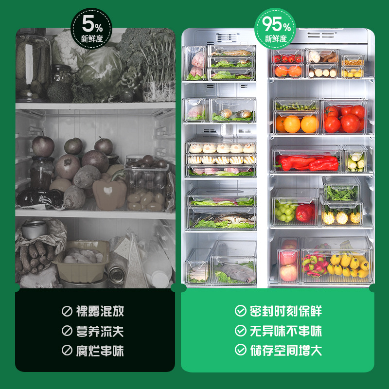Zhang Gong Cross-Border Pet Crisper Refrigerator Storage Box Food-Grade Transparent Drain Flip-Top Egg Box Dumpling Box
