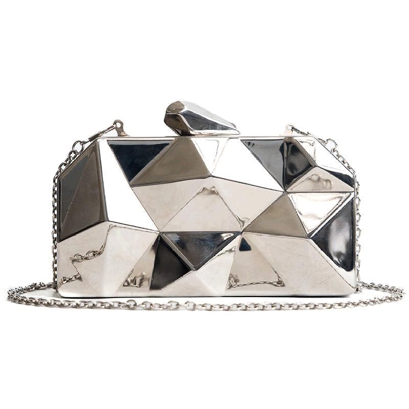 2024 European and American Fashion New Diamond Iron Box Evening Bag Clutch Bag Ladies Metal Chain Bag Evening Bag