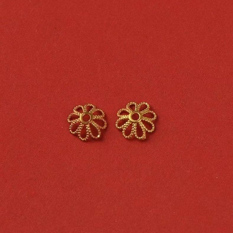 18K Gold Cut Out Flower Tray Au750 Color Gold Plum Blossom Style Separated Beads Bracelet Bracelet Accessories Gold Water Shell Wholesale