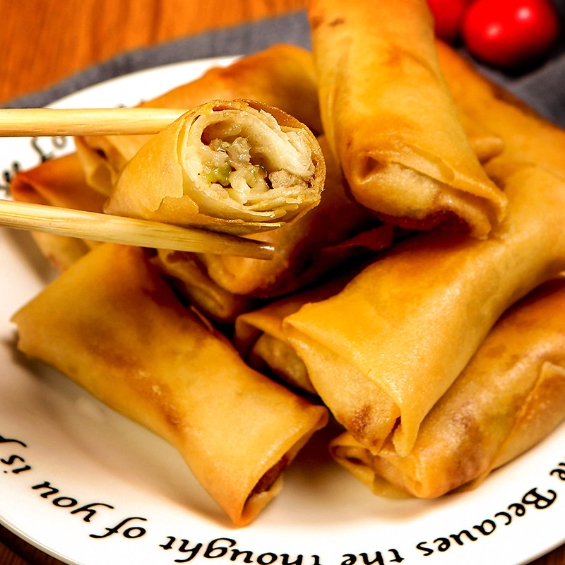Jiangnan's Flavor of Shepherd's Purse, Shredded Pork, Three-Shot Spring Rolls, Frozen and Fried Semi-Finished Snacks, Suzhou Traditional Snacks and Refreshments