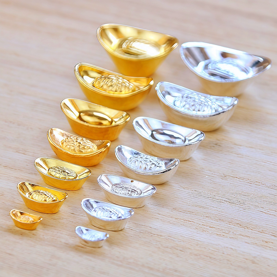 Hot Selling Metal Crafts Mini Alloy Ingot Silver Ingot Electroplating Small Abacus Gold Bar Ornaments Mobile Phone Case Accessories