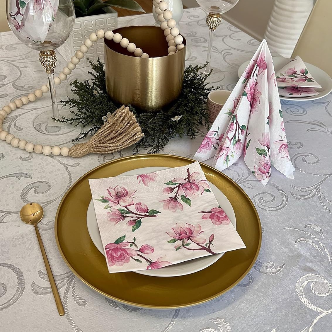 Temu New Retro Printed Napkins Cross-Border Export Kitchen Table Decoration Square Napkins Double-Layer Square Napkins