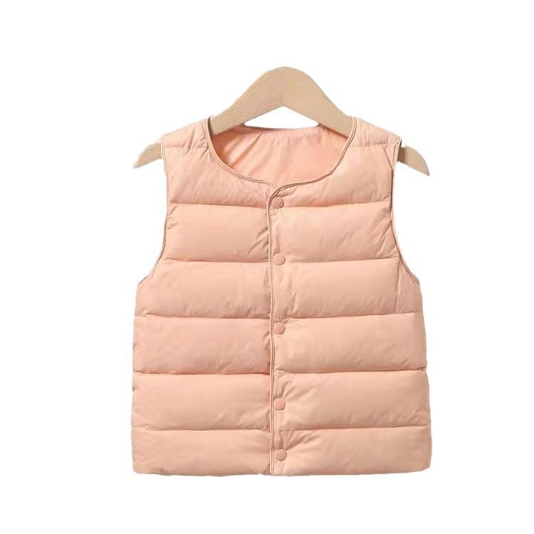 Children's down vest light solid color inner wear outer wear antibacterial white duck down autumn and winter boys and girls baby liner