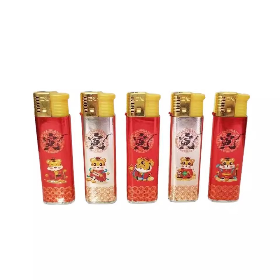 Source manufacturers wholesale Zhengda 208 blue flame straight machine disposable windproof lighter inflatable