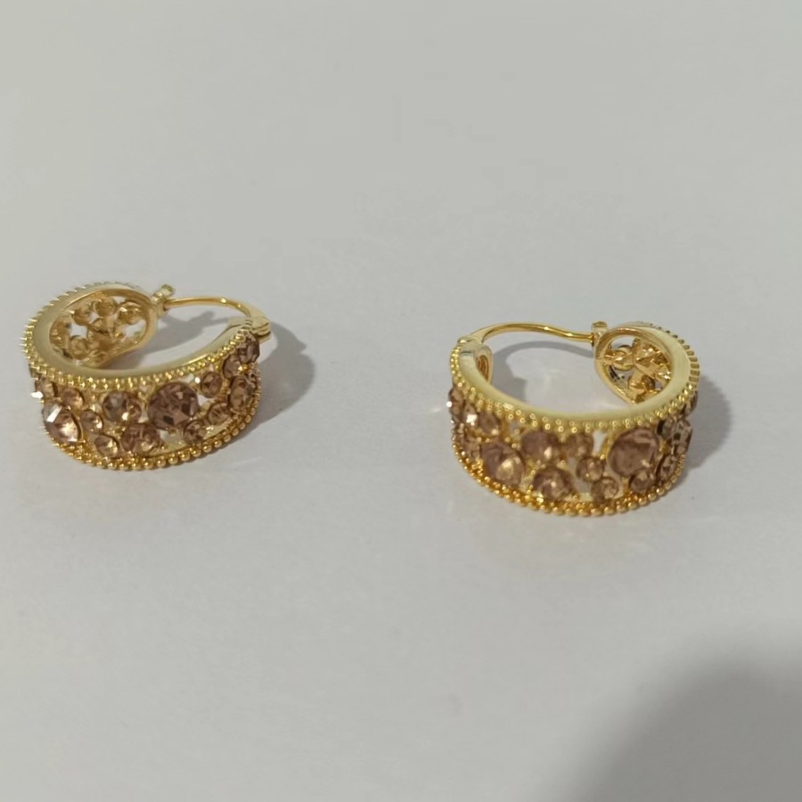 French Retro Exquisite High-end Sense Full Zirconium Ring Ear Buckle Niche Design Entry Luxury Niche Celebrity Style Fashion Earrings