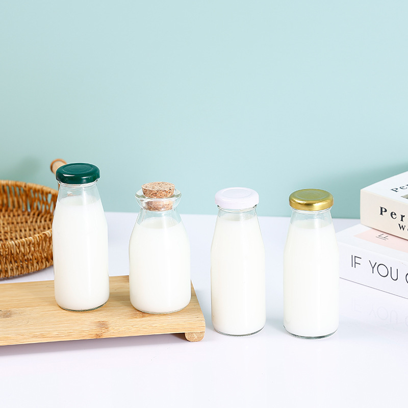 Wholesale 200ml transparent glass old yogurt bottle high temperature resistant fresh milk milk bottle jam pudding bottle printable logo