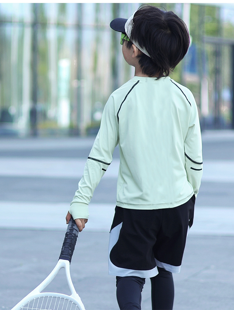 Boys' Tops 2025 Spring and Summer Kidsren's Quick-Drying Sports Long-Sleeved T-Shirts Boys' Ice Silk Sun Protection Clothing Training