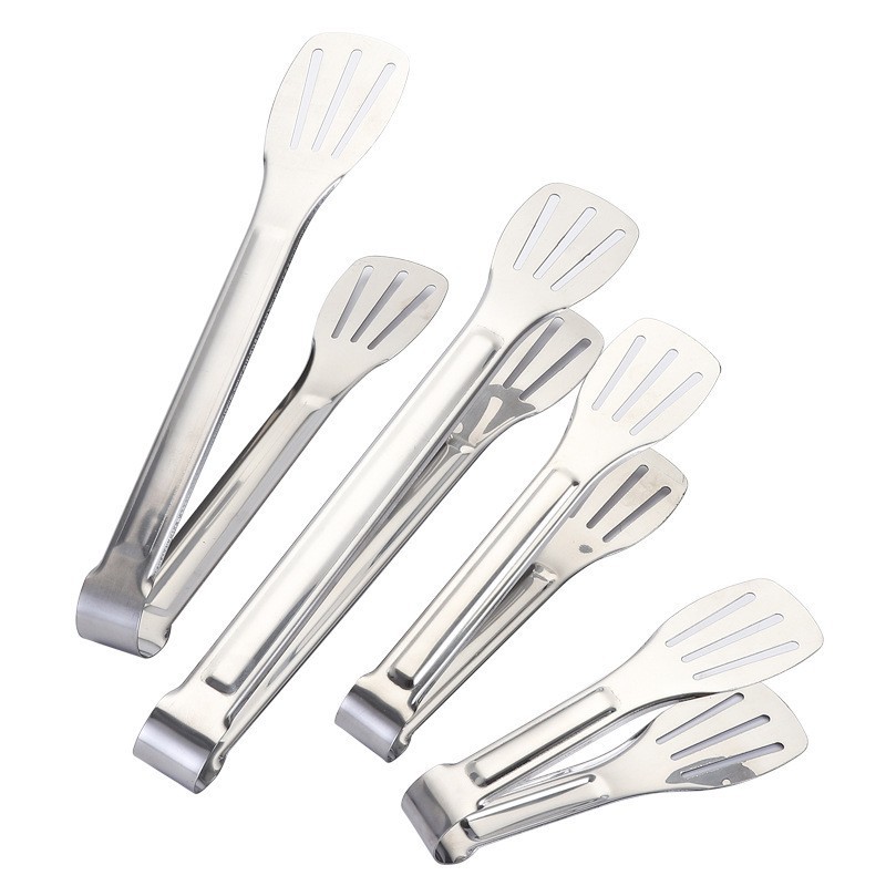 304 Stainless Steel Three-Line Clip Electroplated Color Food Food Clip Steak Bread Clip Barbecue Clip Tableware Kitchen Utensils Tongs