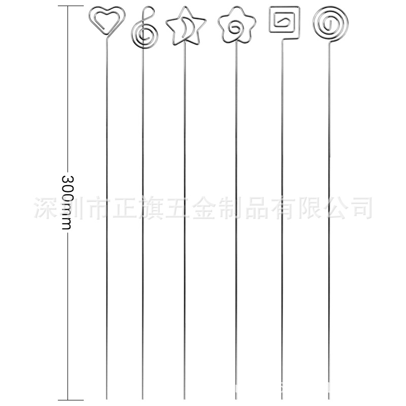 70 to 450mm flower-shaped heart-shaped round metal business card holder note clip gardening flower plug-in cross-border in stock