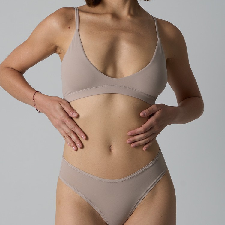 Skims Kardashian's Same Style Triangle Bralette Without Rims Ultra-Thin Double-Layer Nude Deep V Bra Set