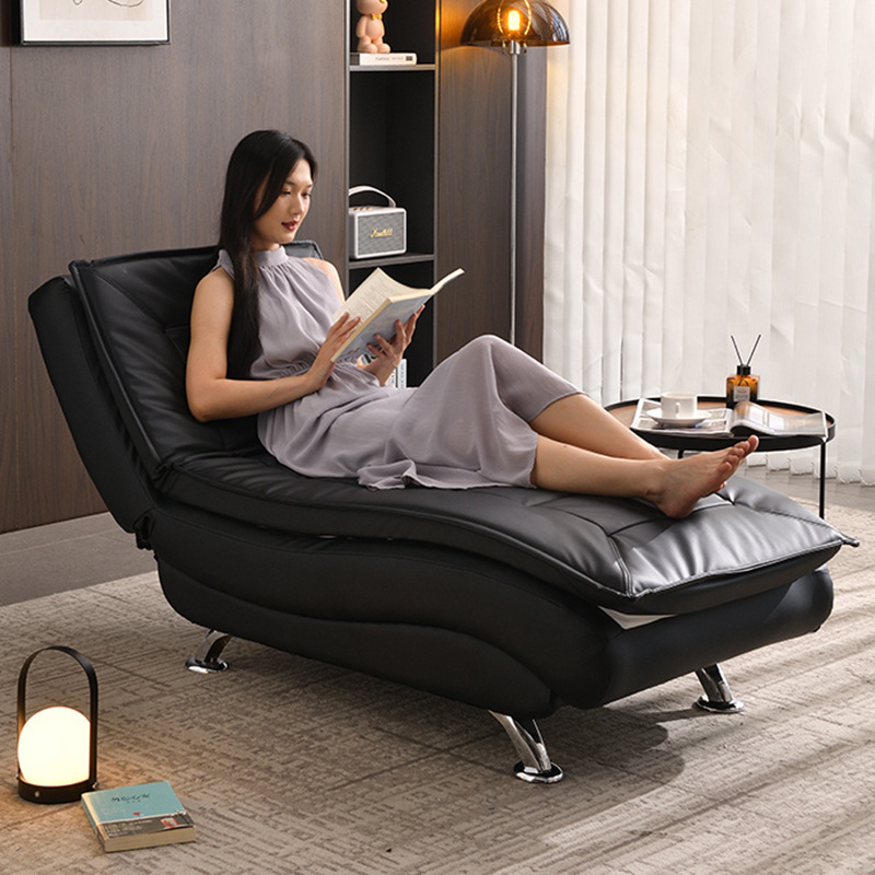 Multi-functional Imperial Concubine Recliner Household Small Apartment Leather Art Single Bed Living Room Balcony Folding Lunch Chair Lazy Sofa