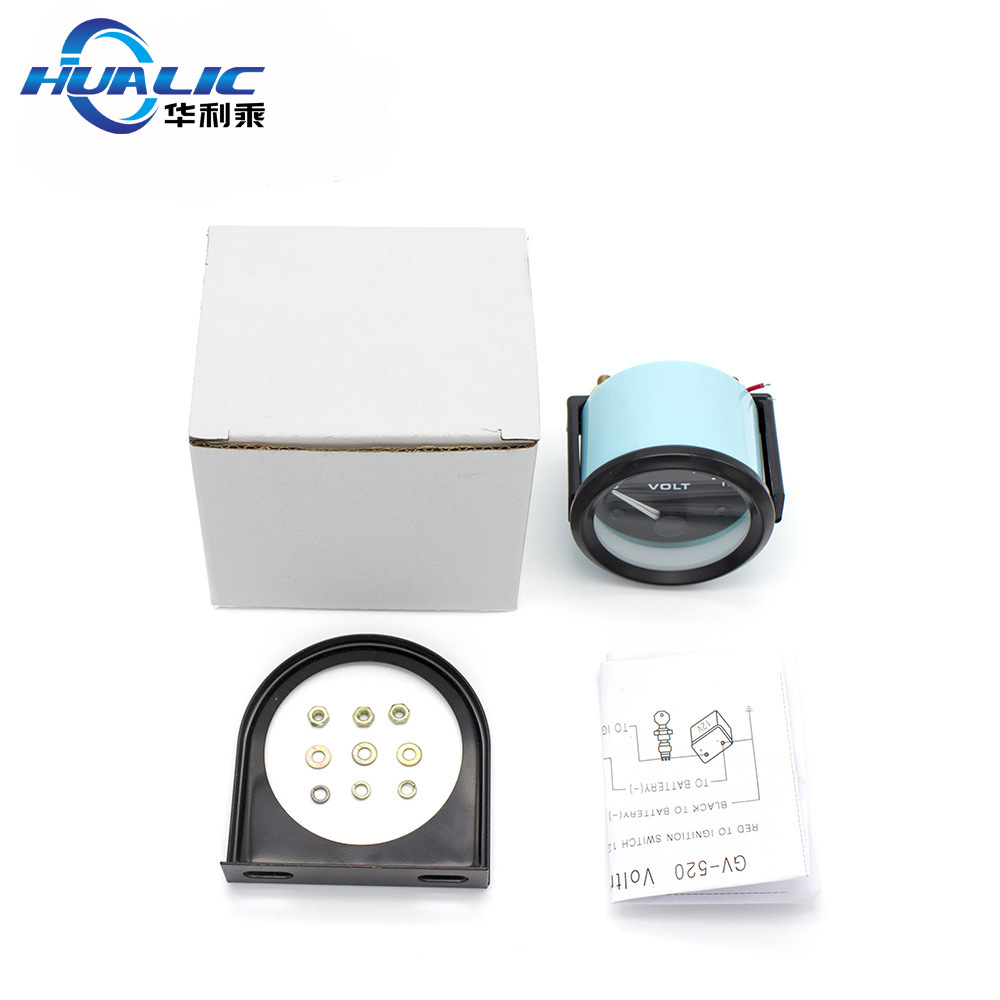 52mm Car Modified Instrument 12V Neutral Voltmeter Black Surface 8-16V Pointer Voltmeter Car Accessories