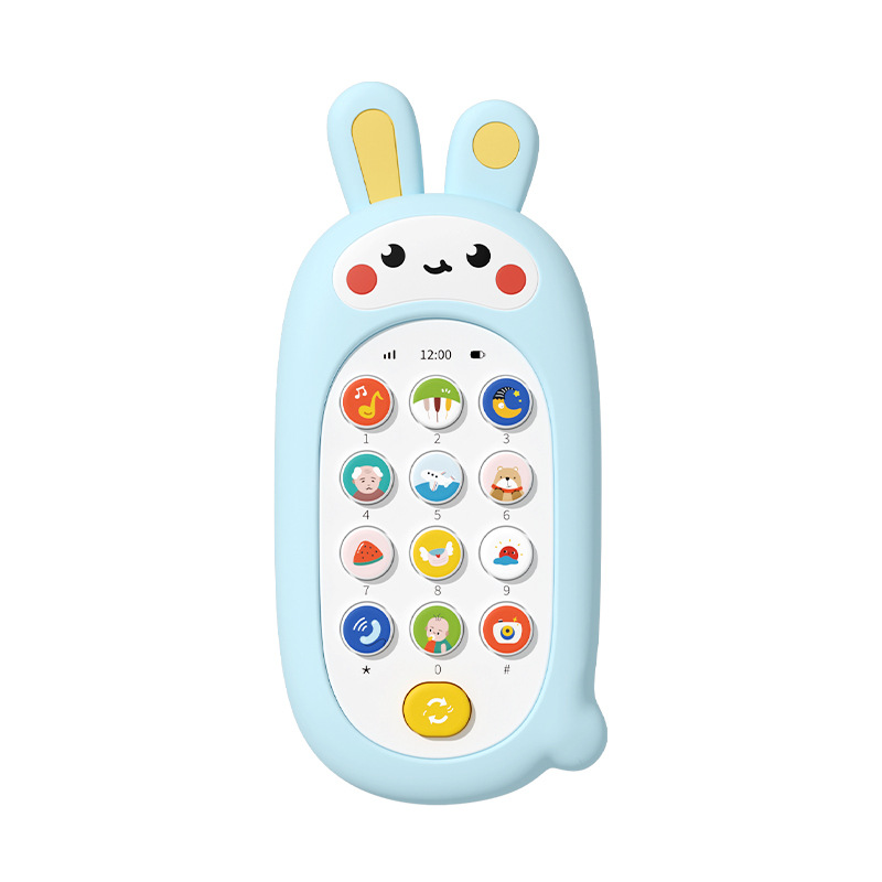 Children's music mobile phone toy silicone shell can bite baby educational early education newborn baby comfort 0-6 months 1 year old