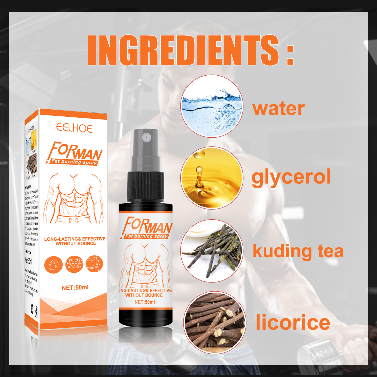 EELHOE Men Abs Spray Exercise Chest Increase Abs Body Care Vest Line Fitness Shaping Cream