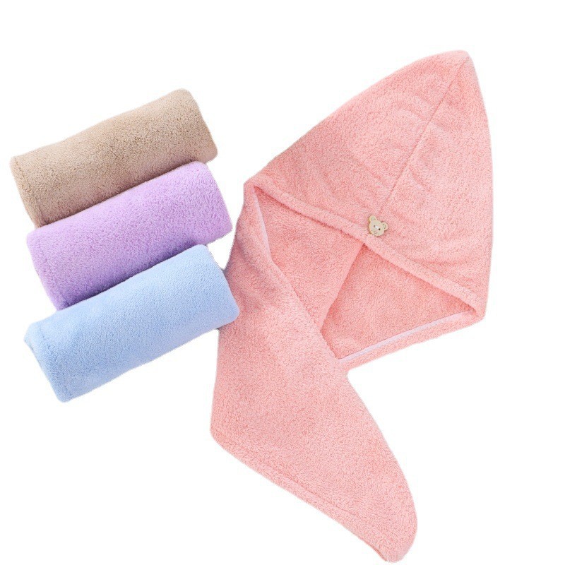 High density hair drying cap quick-drying women's absorbent coral fleece closed toe towel shampoo microfiber strong absorbent shower cap wholesale