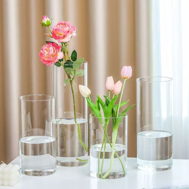 Стеклянная ваза для цветов, прозрачная, для сухих цветов