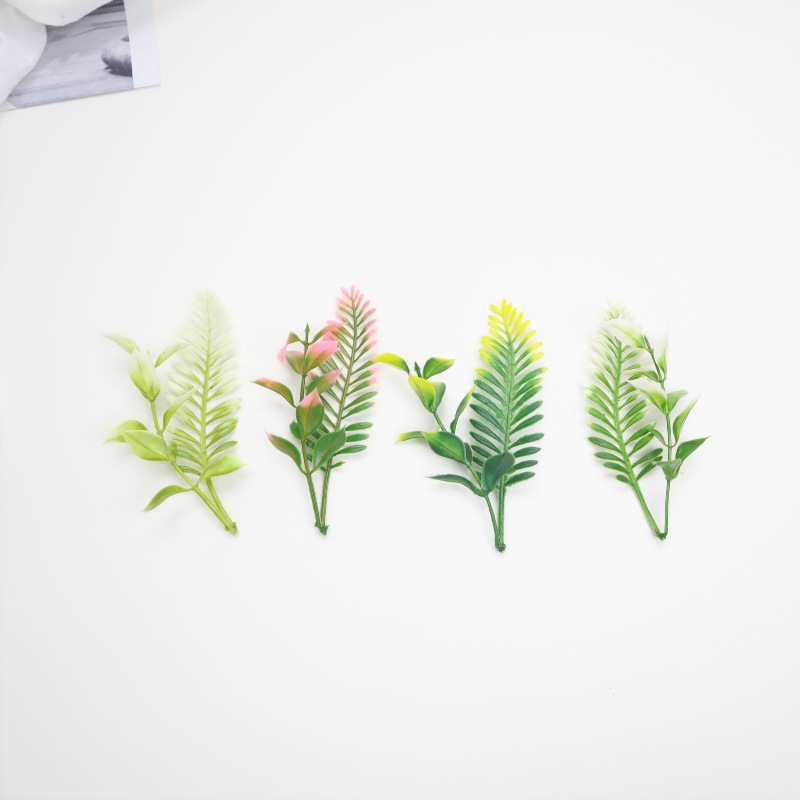 Plastic Aquatic Plant Accessories, 2-Pronged Papyrus, Persian Leaf Grass, Artificial Plant Accessories, Bonsai Potted DIY Materials