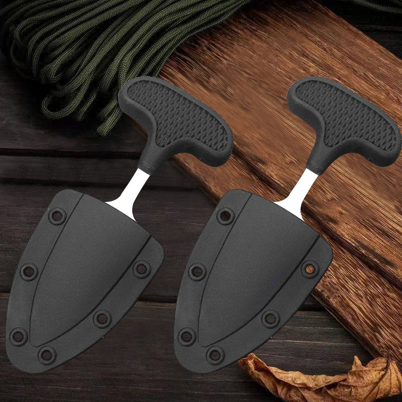 Outdoor Multifunctional Stainless Steel Plastic Handle Serrated Small Straight Knife Portable Camping Mini Express Knife